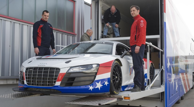 The updated for 2010 Audi R8 LMS race car 