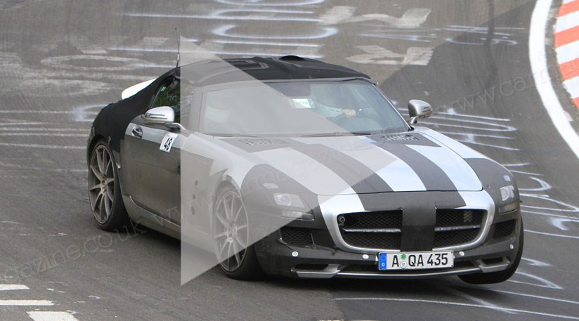 Mercedes SLS roadster see it in our spy video player to the left