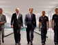Olympic cyclist Mark Cavendish, Ron Dennis, David Cameron, Lewis Hamilton and Jenson Button. A bad attempt at a Reservoir Dogs look